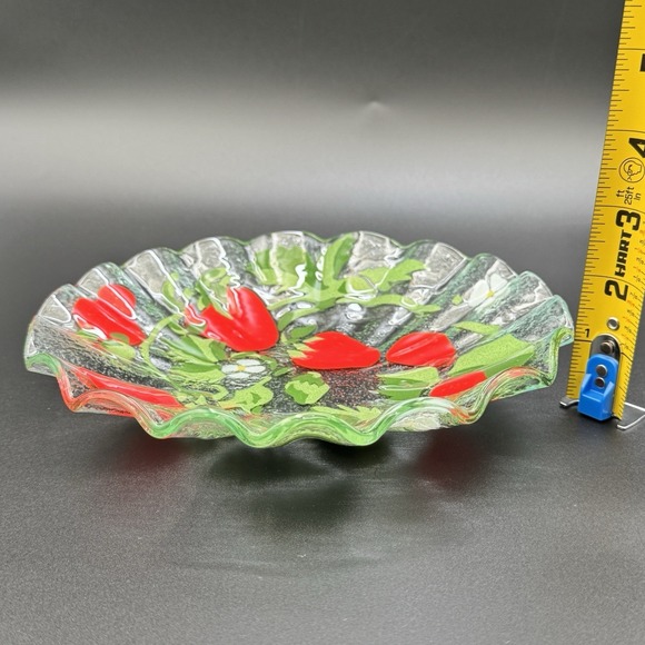 Vintage Fused Art Glass Strawberry Plate Attributed Sydenstricker 7.75" Signed - Picture 7 of 7